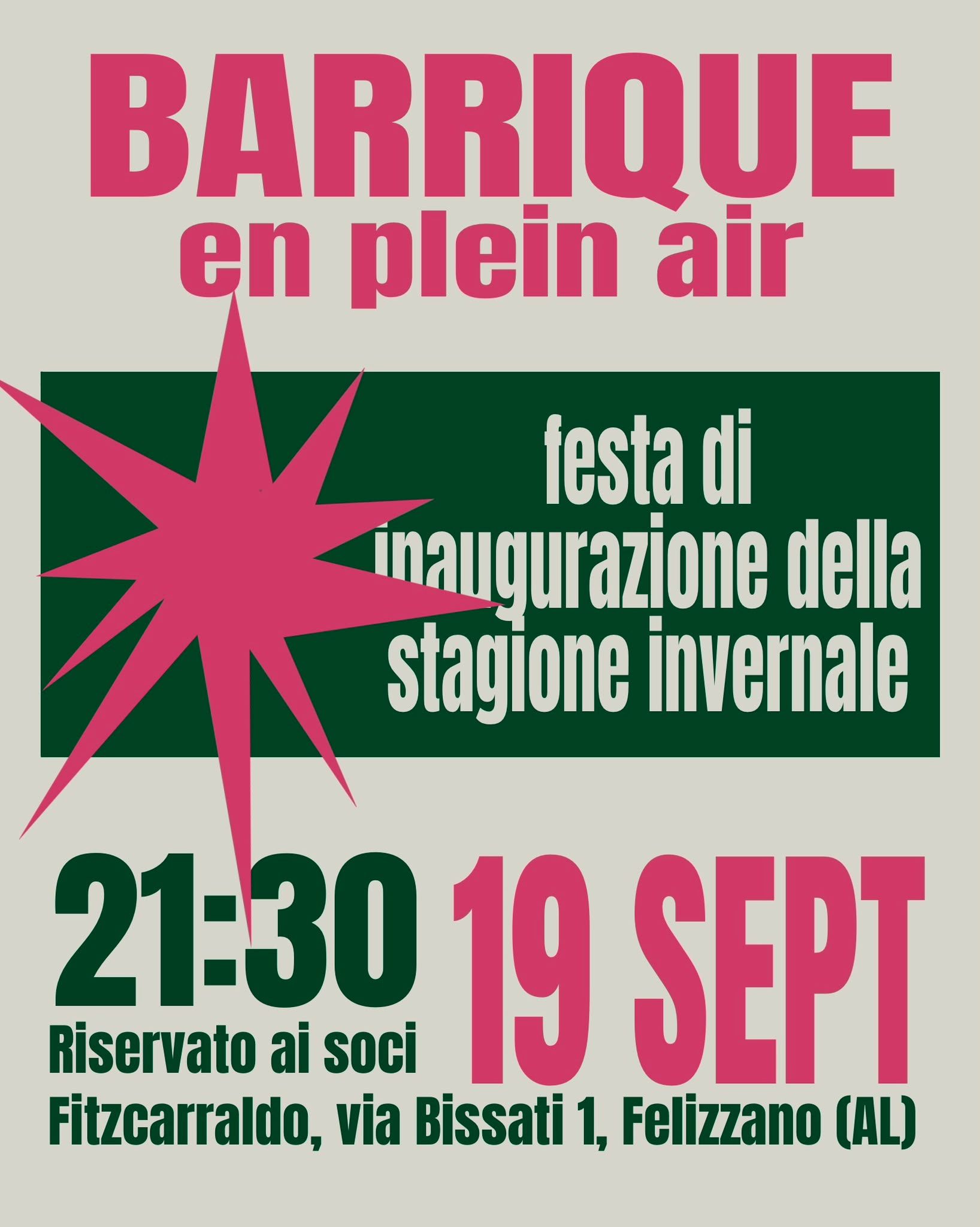 BARRIQUE en plein air-Sabato 19 settembre- h. 21,30