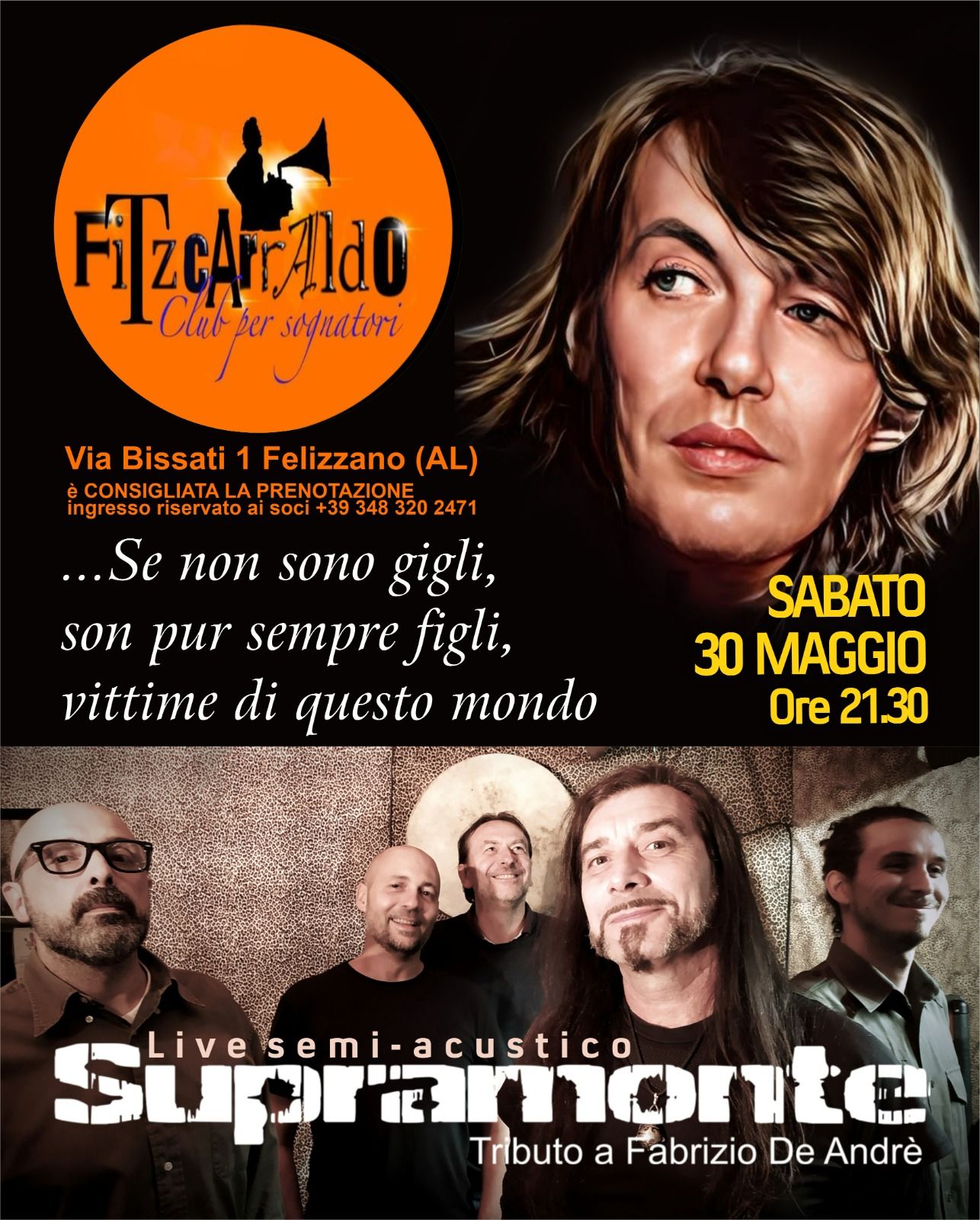 SUPRAMONTE - Sabato 30 maggio- h. 21,30 - Omaggio a Fabrizio De Andrè